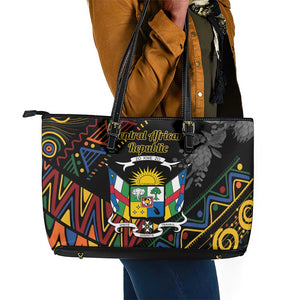 Central African Republic Leather Tote Bag Protea - African Pattern