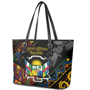 Central African Republic Leather Tote Bag Protea - African Pattern