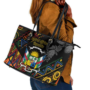 Central African Republic Leather Tote Bag Protea - African Pattern