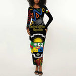 Personalized Central African Republic Long Sleeve Bodycon Dress Protea - African Pattern LT01