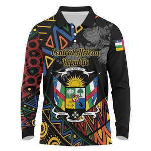 Personalized Central African Republic Long Sleeve Polo Shirt Protea - African Pattern