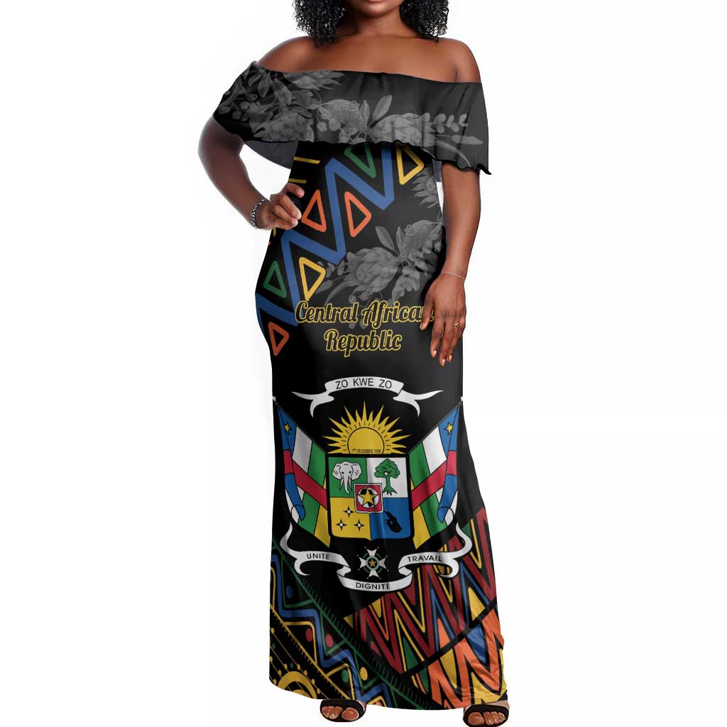 Personalized Central African Republic Off Shoulder Maxi Dress Protea - African Pattern