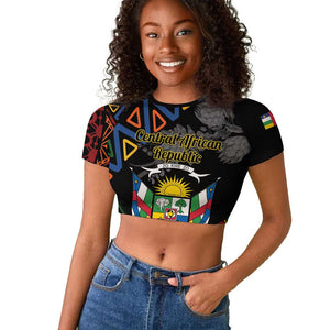 Personalized Central African Republic Raglan Cropped T shirt Protea - African Pattern