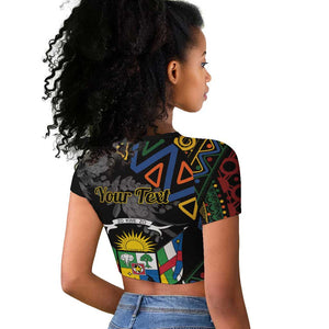 Personalized Central African Republic Raglan Cropped T shirt Protea - African Pattern