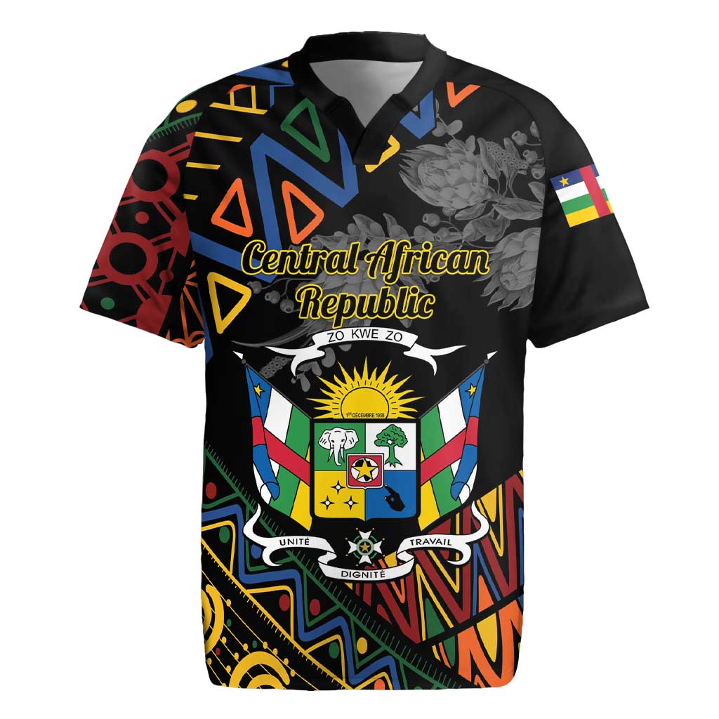 Personalized Central African Republic Rugby Jersey Protea - African Pattern