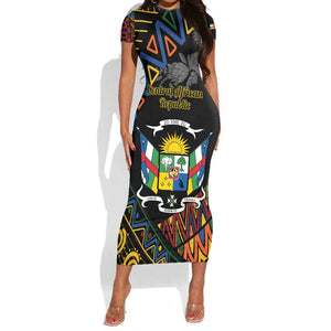 Personalized Central African Republic Short Sleeve Bodycon Dress Protea - African Pattern