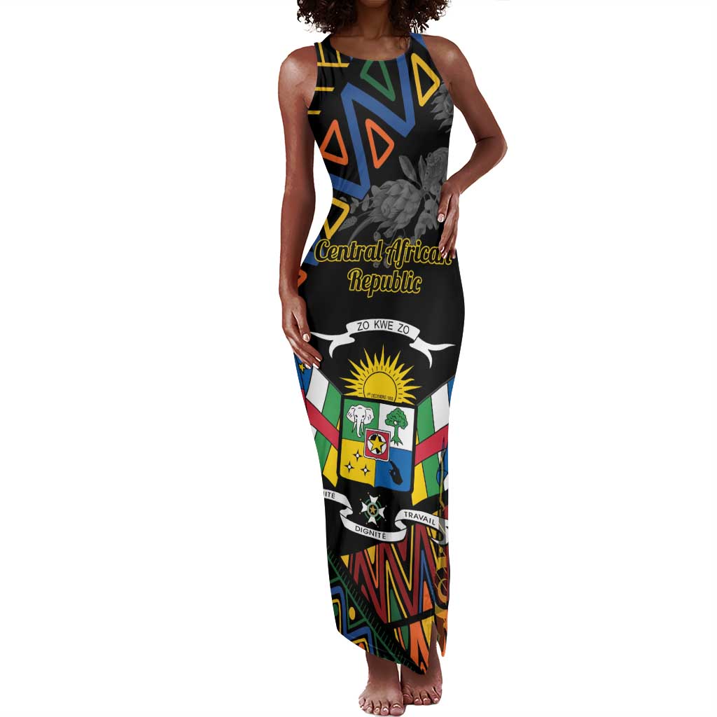 Personalized Central African Republic Tank Maxi Dress Protea - African Pattern