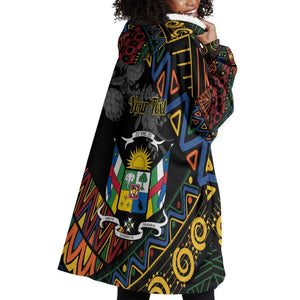 Personalized Central African Republic Wearable Blanket Hoodie Protea - African Pattern