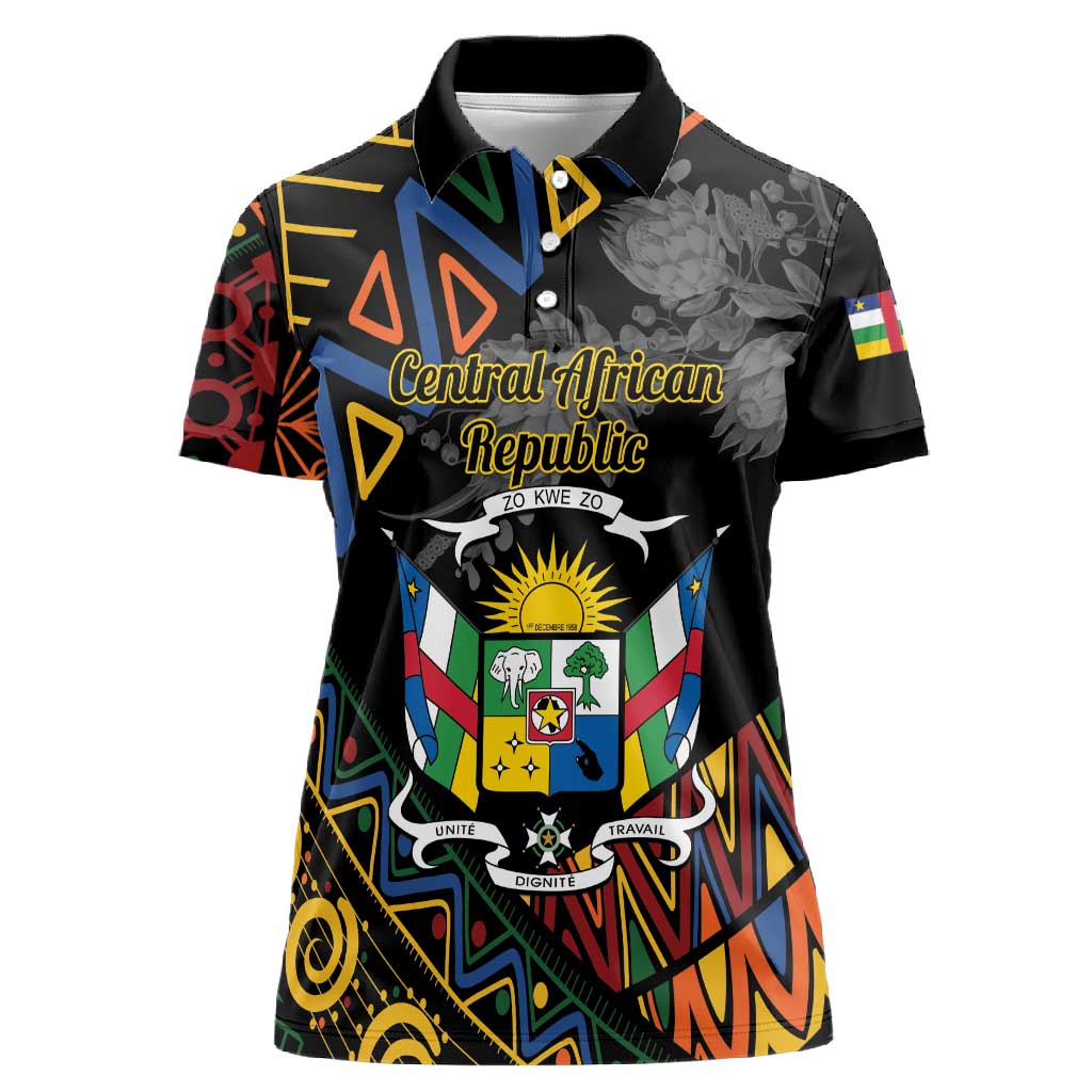 Personalized Central African Republic Women Polo Shirt Protea - African Pattern