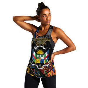 Personalized Central African Republic Women Racerback Tank Protea - African Pattern