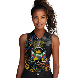 Personalized Central African Republic Women Sleeveless Polo Shirt Protea - African Pattern