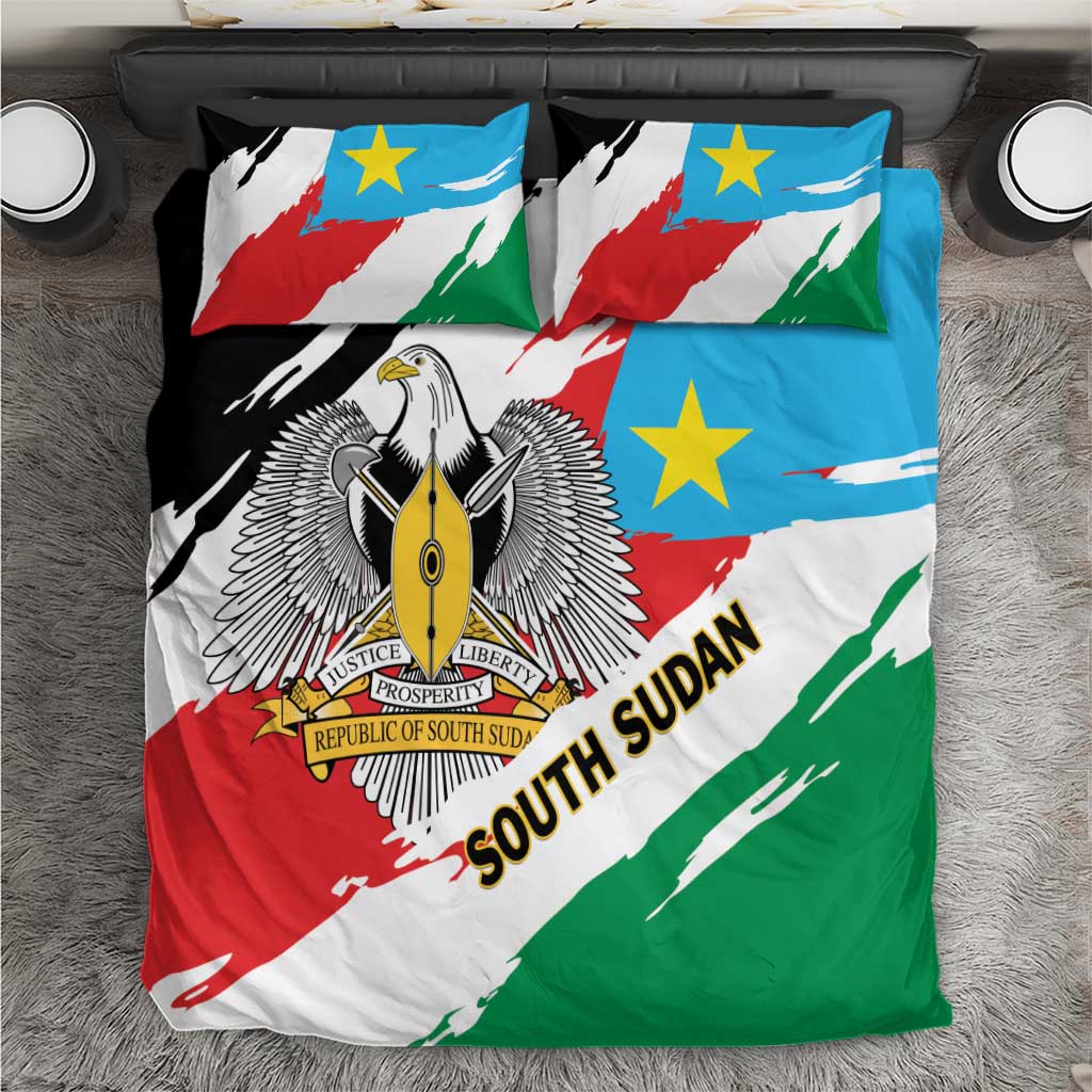 South Sudan Bedding Set East Africa - Grunge Flag Unique