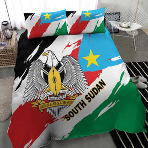 South Sudan Bedding Set East Africa - Grunge Flag Unique