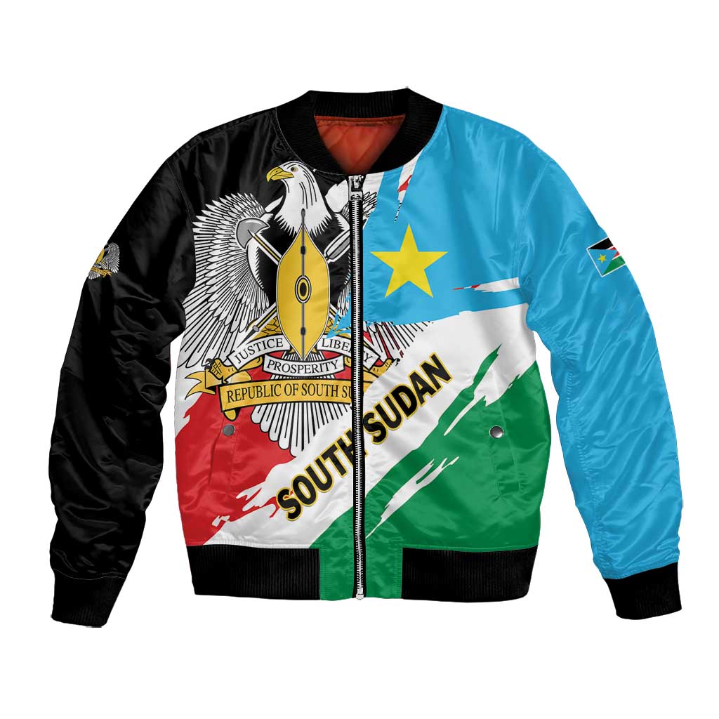 Personalized South Sudan Bomber Jacket East Africa - Grunge Flag Unique