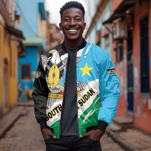 Personalized South Sudan Bomber Jacket East Africa - Grunge Flag Unique