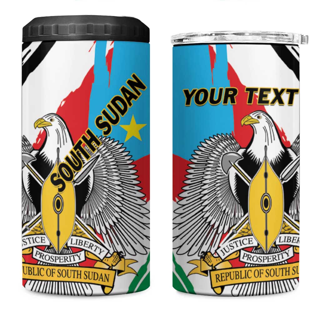 Personalized South Sudan 4 in 1 Can Cooler Tumbler East Africa - Grunge Flag Unique