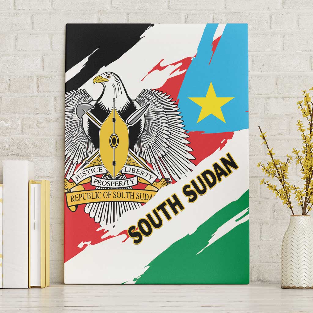 South Sudan Canvas Wall Art East Africa - Grunge Flag Unique