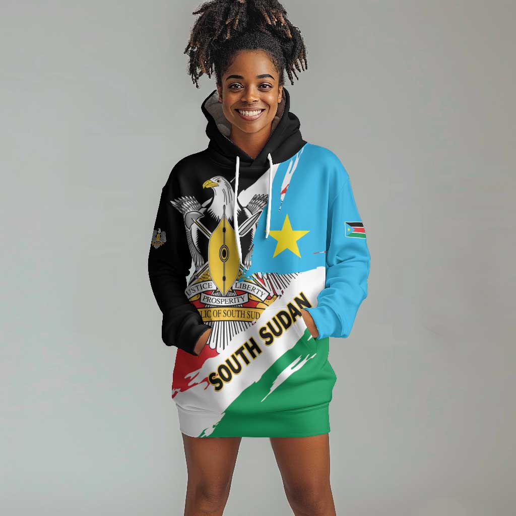 Personalized South Sudan Hoodie Dress East Africa - Grunge Flag Unique