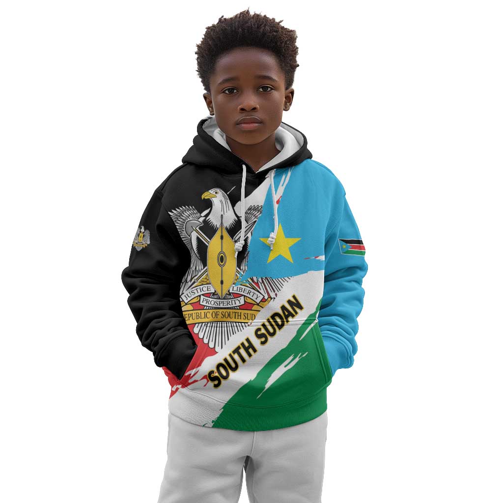 Personalized South Sudan Kid Hoodie East Africa - Grunge Flag Unique