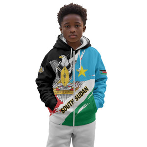 Personalized South Sudan Kid Hoodie East Africa - Grunge Flag Unique