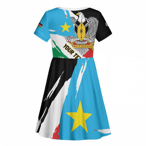 Personalized South Sudan Kid Short Sleeve Dress East Africa - Grunge Flag Unique