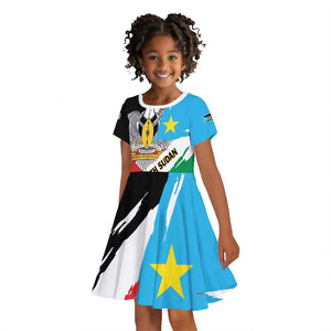 Personalized South Sudan Kid Short Sleeve Dress East Africa - Grunge Flag Unique