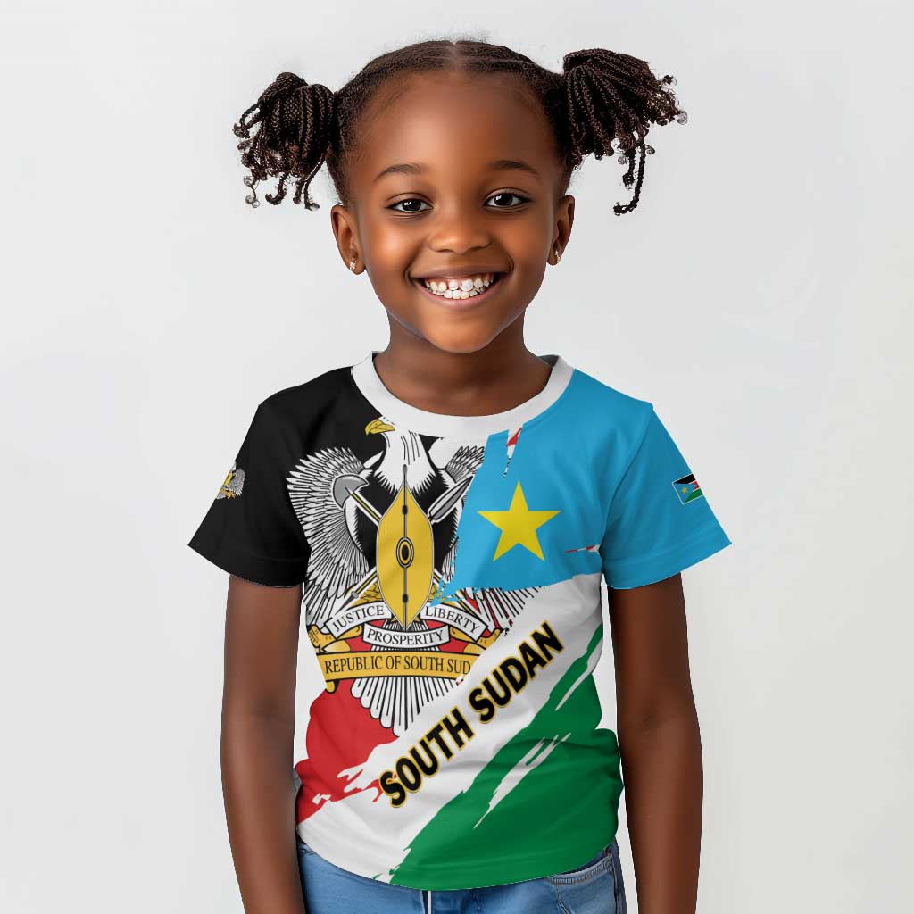 Personalized South Sudan Kid T shirt East Africa - Grunge Flag Unique