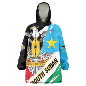 Personalized South Sudan KId Wearable Blanket Hoodie East Africa - Grunge Flag Unique