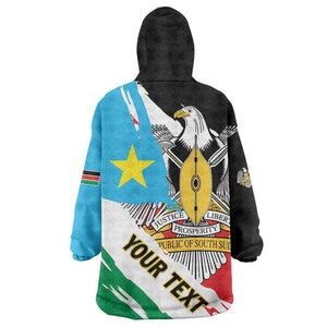 Personalized South Sudan KId Wearable Blanket Hoodie East Africa - Grunge Flag Unique