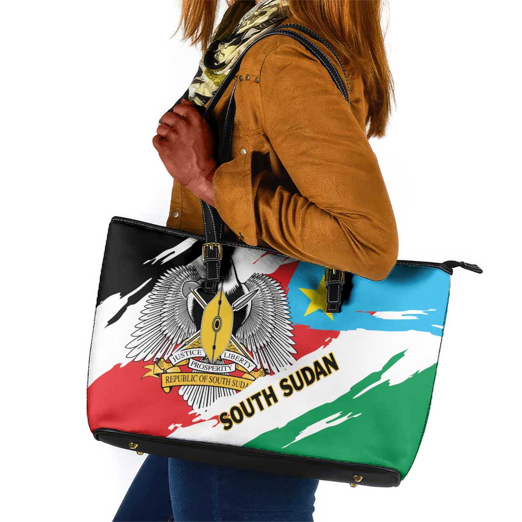 South Sudan Leather Tote Bag East Africa - Grunge Flag Unique