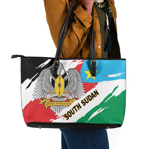 South Sudan Leather Tote Bag East Africa - Grunge Flag Unique