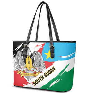 South Sudan Leather Tote Bag East Africa - Grunge Flag Unique