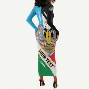 Personalized South Sudan Long Sleeve Bodycon Dress East Africa - Grunge Flag Unique