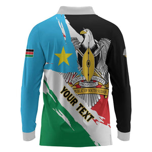 Personalized South Sudan Long Sleeve Polo Shirt East Africa - Grunge Flag Unique