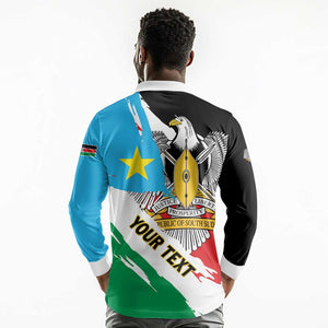 Personalized South Sudan Long Sleeve Polo Shirt East Africa - Grunge Flag Unique