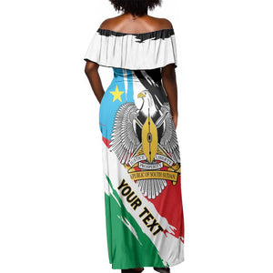 Personalized South Sudan Off Shoulder Maxi Dress East Africa - Grunge Flag Unique