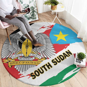 South Sudan Round Carpet East Africa - Grunge Flag Unique