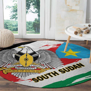 South Sudan Round Carpet East Africa - Grunge Flag Unique