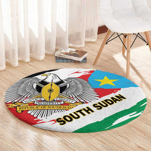 South Sudan Round Carpet East Africa - Grunge Flag Unique