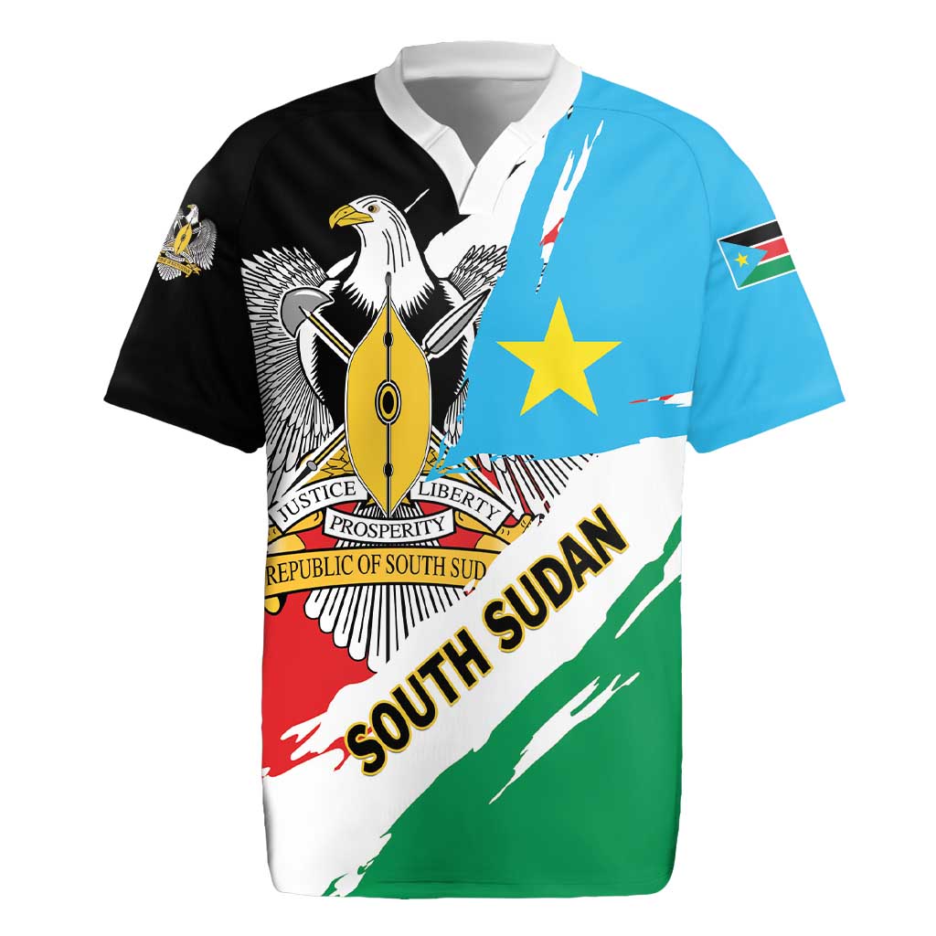 Personalized South Sudan Rugby Jersey East Africa - Grunge Flag Unique