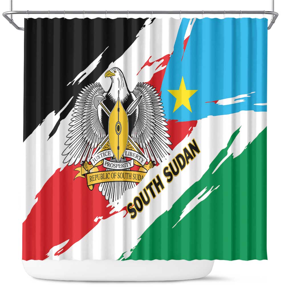 South Sudan Shower Curtain East Africa - Grunge Flag Unique