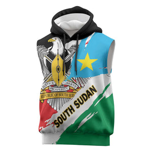 Personalized South Sudan Sleeveless Hoodie East Africa - Grunge Flag Unique - African Pride