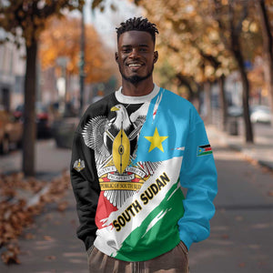 Personalized South Sudan Sweatshirt East Africa - Grunge Flag Unique