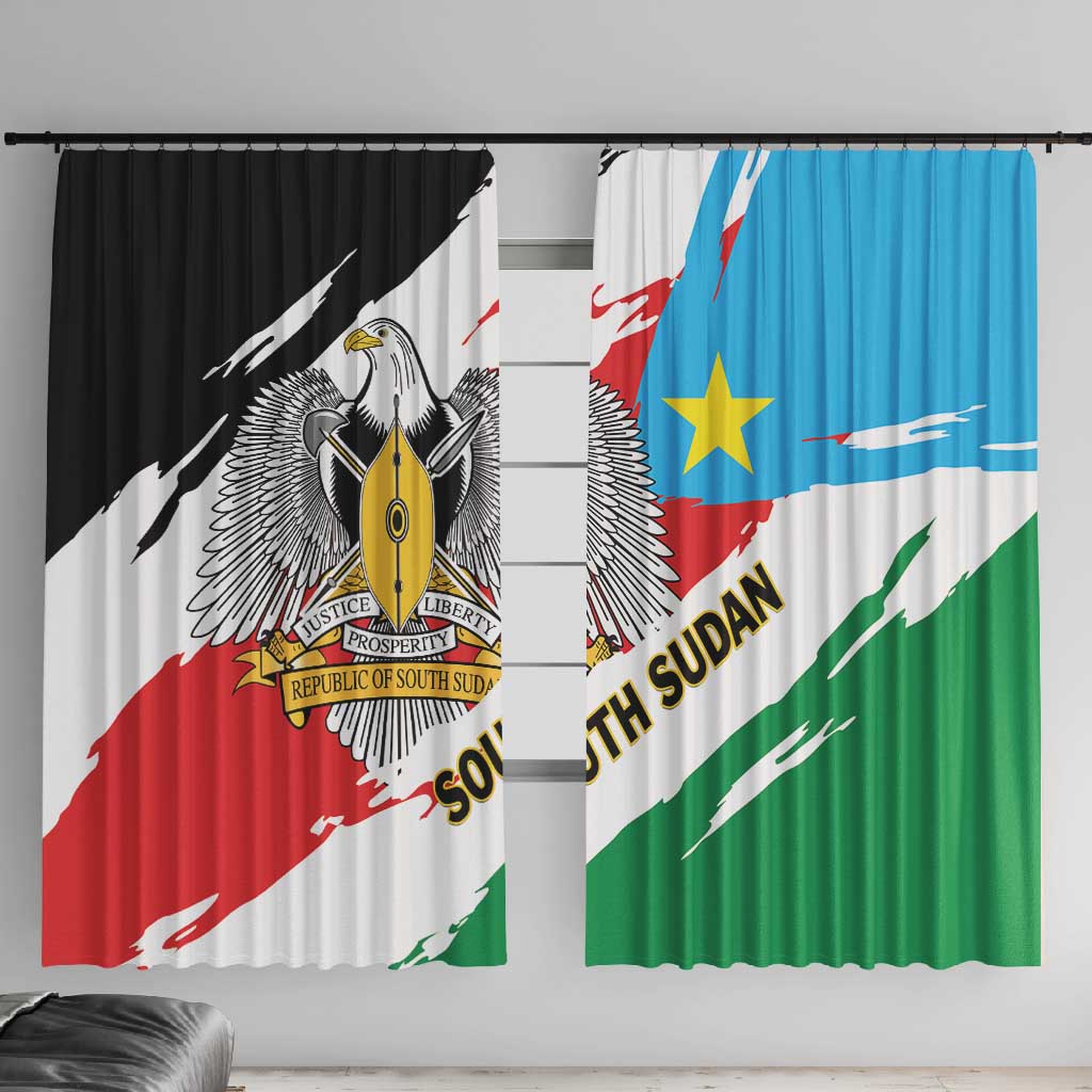 South Sudan Window Curtain East Africa - Grunge Flag Unique