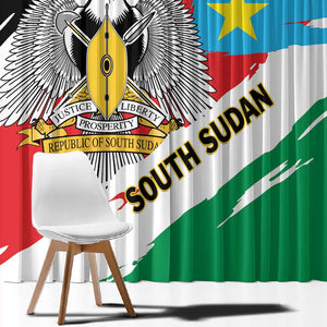 South Sudan Window Curtain East Africa - Grunge Flag Unique