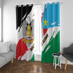 South Sudan Window Curtain East Africa - Grunge Flag Unique