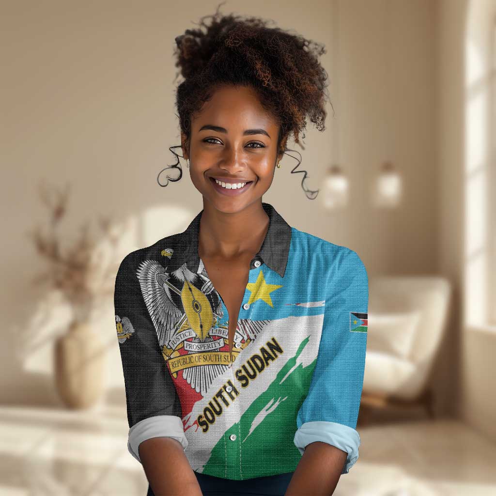 Personalized South Sudan Women Casual Shirt East Africa - Grunge Flag Unique