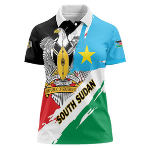 Personalized South Sudan Women Polo Shirt East Africa - Grunge Flag Unique