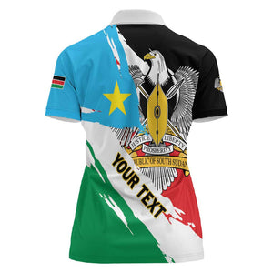 Personalized South Sudan Women Polo Shirt East Africa - Grunge Flag Unique