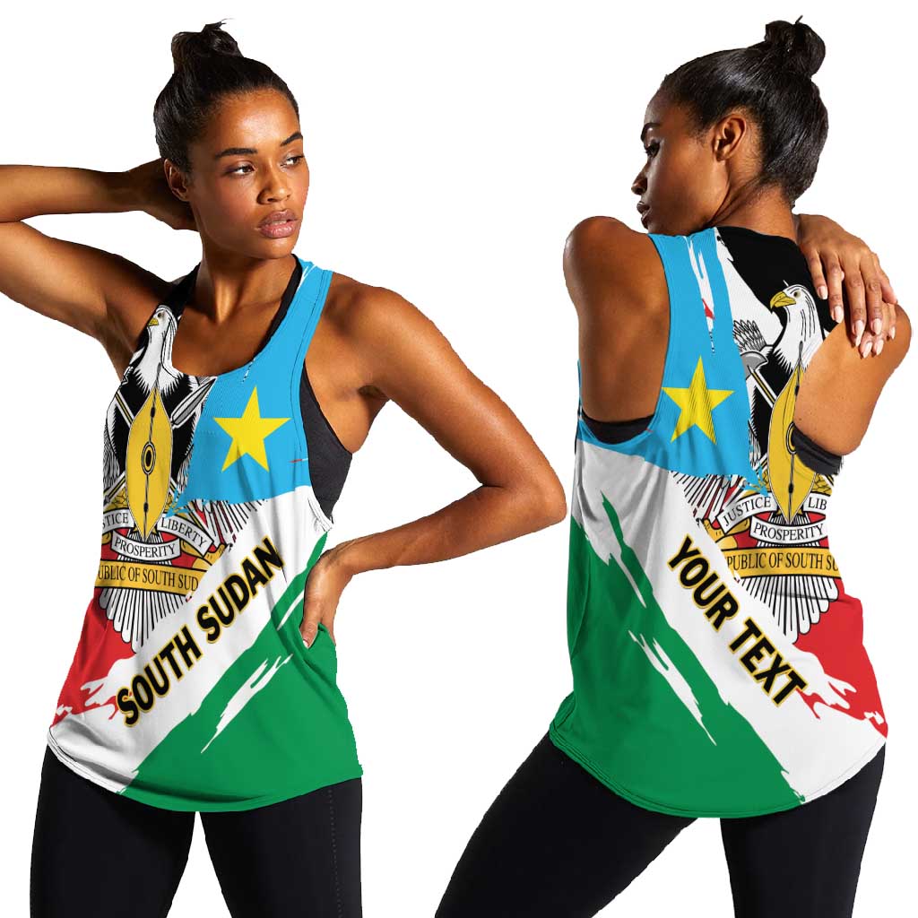 Personalized South Sudan Women Racerback Tank East Africa - Grunge Flag Unique